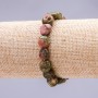 Bracelet on Elastic, Bloodstone (Heliotrope), Tumbled 10x12(+/-)mm