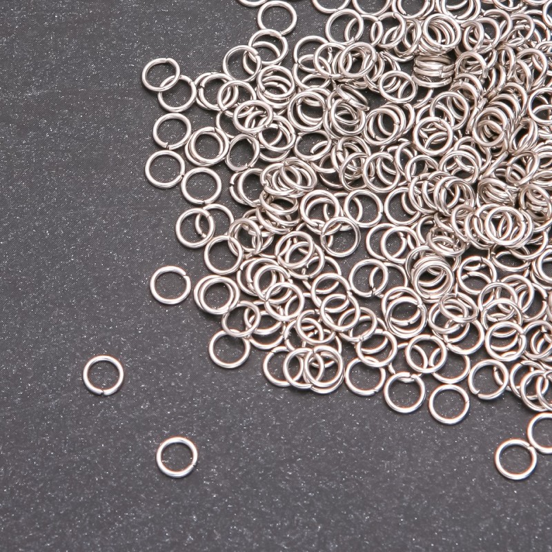 Connecting ring, 5mm diameter, grey metal, packed 20g