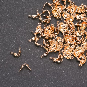 Findings Clamshell Bead Tip (Calotte) Gold-Tone Metal 7x4 (+/-) mm, Pack of 10g (+/-) 140 pcs