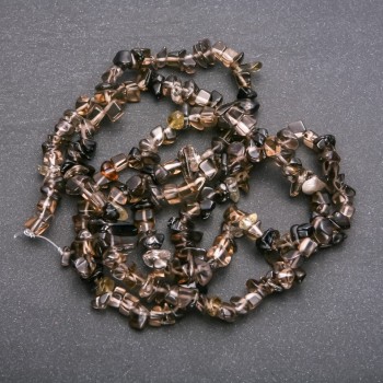 Beads on Fishing Line Smoky Quartz Chips, Diameter 6 (+/-) mm, Length 80cm