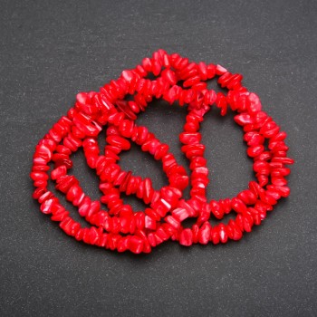 Beads on Fishing Line Tinted Mother-of-Pearl Chips, Diameter 5-10x2-4 (+/-) mm, Length 80cm