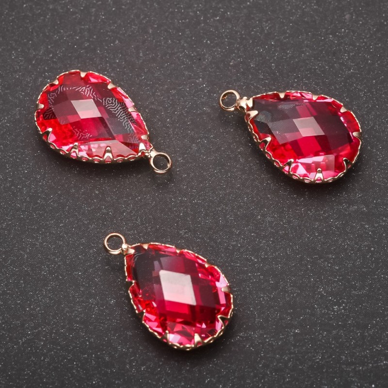 Pendant "Drop" Pink colour, gold-tone setting 13x21mm