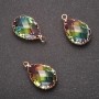Pendant "Drop" Rainbow colour, gold-tone setting 13x21mm