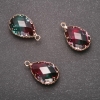 Pendant "Drop" Raspberry-Green colour, gold-tone setting 13x21mm