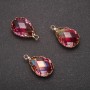 Pendant "Drop" Yellow-Raspberry colour, gold-tone setting 13x21mm