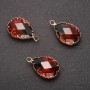 Pendant "Drop" Green-Red colour, gold-tone setting 13x21mm