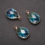 Pendant "Drop" Blue colour, gold-tone setting 13x21mm