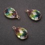 "Drop" Pendant, Rainbow Colour, Gold-Tone Setting 13x21mm