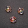 Heart Pendant, Rainbow Colour, Gold-Tone Setting 12x15mm