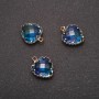 Heart Pendant, Blue Colour, Gold-Tone Setting 12x15mm