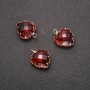 Heart Pendant, Red-Green Colour, Gold-Tone Setting 12x15mm