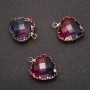 Heart Pendant, Raspberry-Blue Colour, Gold-Tone Setting 16x20mm