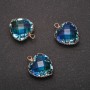 Heart Pendant, Blue-Yellow Colour, Gold-Tone Setting 16x20mm