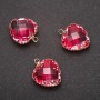 Heart Pendant, Pink Colour, Gold-Tone Setting 16x20mm