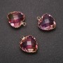 Heart Pendant, Pink-Yellow Colour, Gold-Tone Setting 16x20mm