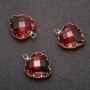 Heart Pendant, Red-Green Colour, Gold-Tone Setting 16x20mm