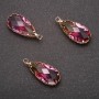 Pendant "Drop" Yellow-Raspberry Colour, Golden Setting 10x24mm