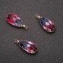 Pendant "Drop" Blue-Raspberry Colour, Golden Setting 10x24mm