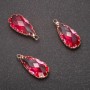 Pendant "Drop" Pink Colour, Golden Setting 10x24mm