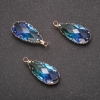 Pendant "Drop" Yellow-Blue Colour, Golden Setting 10x24mm