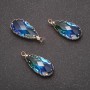Pendant "Drop" Yellow-Blue Colour, Golden Setting 10x24mm