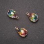 Pendant "Drop" Rainbow Colour, Golden Setting 10x17mm