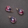 Pendant "Drop" Blue-Pink Colour, Gold-tone Setting 10x17mm