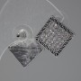 Stud Earrings Diamond Shape, white rhinestones, silver-toned metal, 2 cm