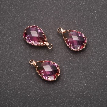 "Drop" Pendant, Yellow-Raspberry Colour, Gold-Tone Setting, 10x17mm
