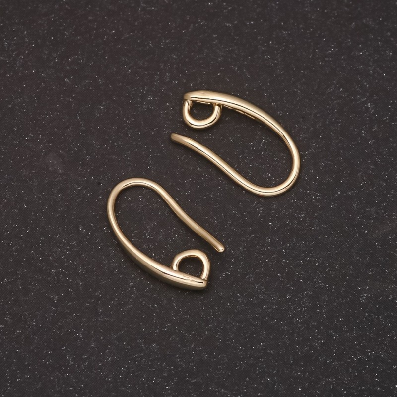 Ear Wires for Earrings, Yellow Metal, 8x15mm, pair