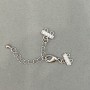 Clasp for Bracelets and Beads on 2 Strings with Rhinestones and Extension Chain, Silver-Tone Metal, Diameter 9x12mm, Length 5cm