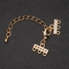 Clasp for Bracelets and Beads, 3-Strand, with Rhinestones and Extension Chain, Gold-Toned Metal, diameter 9x12mm, length 5cm