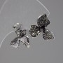 Ear Studs 'Three-leaf Clover' with Dark Crystals, Silver-toned Metal, 20mm