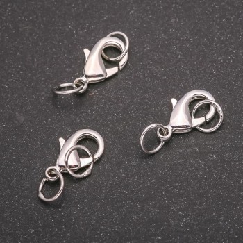 Findings Lobster Clasp 8x15mm Silver-Tone Metal