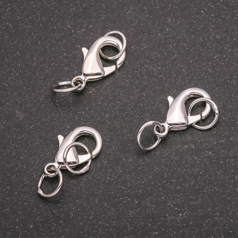 Findings Lobster Clasp 8x15mm Silver-Tone Metal