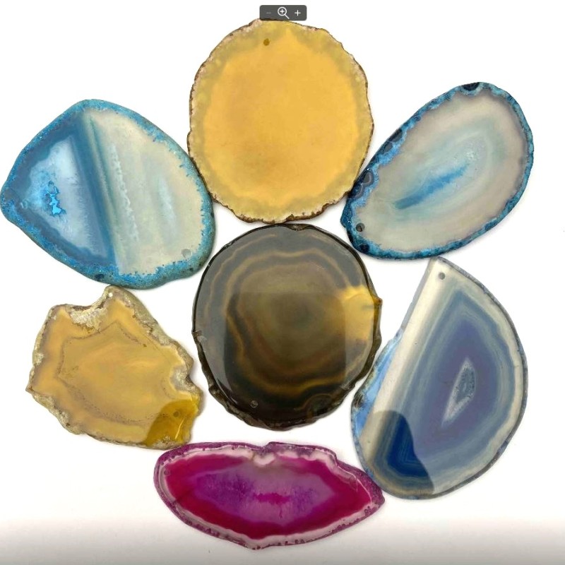 Agate Slice Pendant Raw Assorted 37x55(+-)mm with Hole