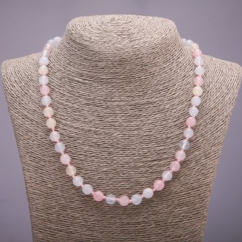 Morganite (Synthetic) Necklace, Faceted Bead, 8mm Diameter, 50cm Length