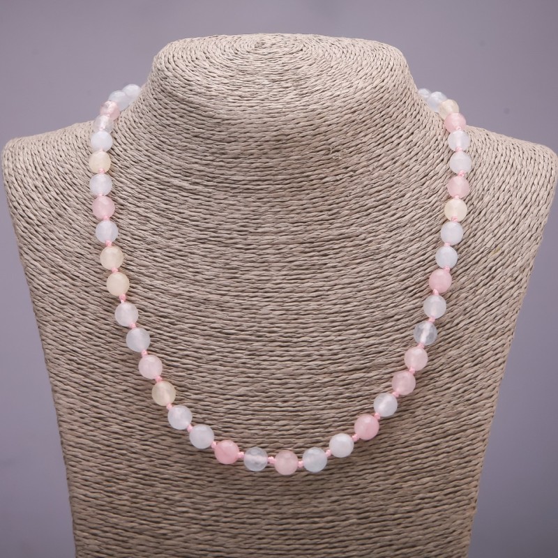 Morganite (Synthetic) Necklace, Faceted Bead, 8mm Diameter, 50cm Length