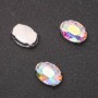Price per pack /10 pcs. Sew-on Crystal in Claw Setting, Oval 10x14mm, Iridescent