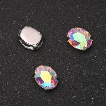 Price per Pack /10pcs. Sew-on Crystal in Claw Oval 10x12mm Rainbow