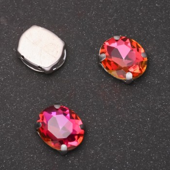 Price per Pack /10pcs. Sew-on Crystal in Claw Oval 10x12mm Raspberry-Orange