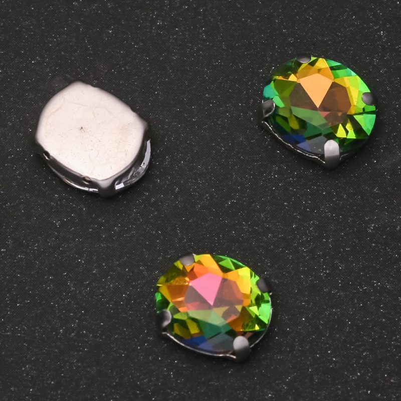 Price per Pack /10pcs. Sew-on Crystal in Claw Oval 10x12mm Rainbow