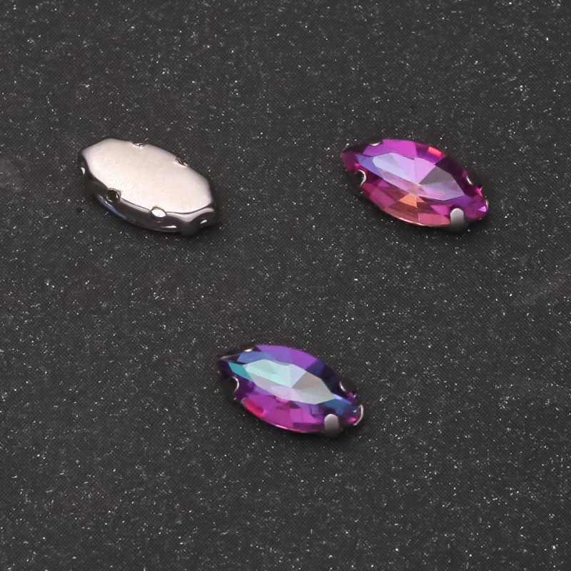 Price per pack /10pcs. Sew-On Crystal in Claw Setting Oval 9x18mm Blue-Pink