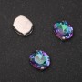 Price per Pack/10pcs. Sew-on Crystal in Setting, Oval 8x10mm, Green-Raspberry