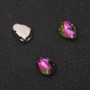 Price per Pack/10pcs. Sew-on Crystal in Setting, Drop 7x10mm, Green-Pink