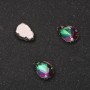 Price per Pack/10pcs. Sew-on Crystal in Setting, Drop 7x10mm, Green-Raspberry
