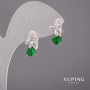 Xuping Butterfly Earrings with Green Stones 9x15mm Rhodium