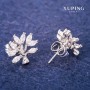 Xuping Stud Earrings Tree with White Stones 12x13mm Rhodium