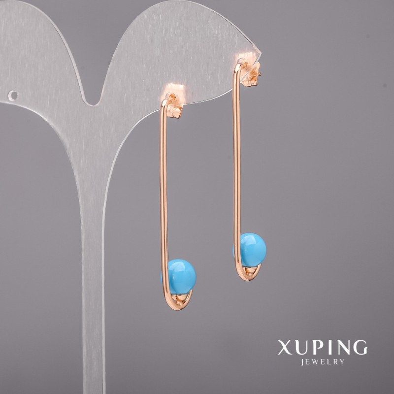 Xuping Earrings with Majorica Pearls 8x48mm 18K Gold Plating