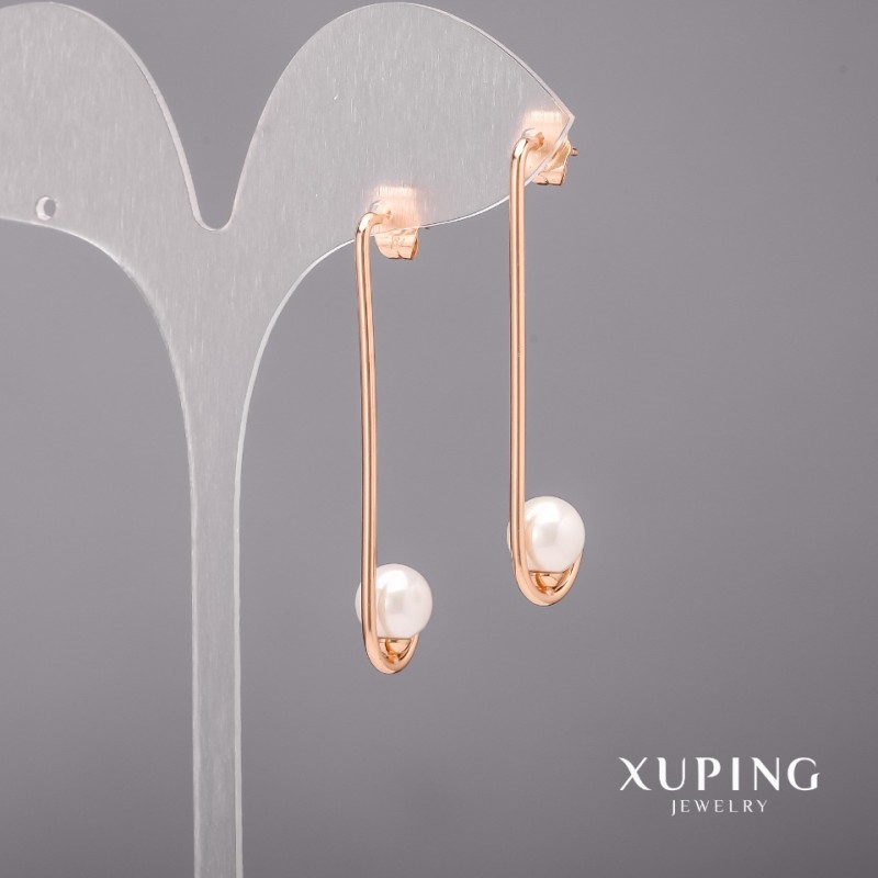 Xuping Earrings with Majorica Pearls 8x48mm 18K Gold Plating